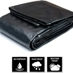 BLACK TARPAULIN 10X8 FEET 200GSM Tent - For Waterproof Tent For Multipurpose Plastic Cover for Truck, Roof, Rain,Outdoor,Sun-image-13