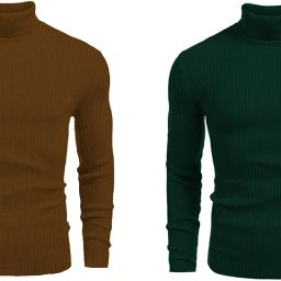 Men Solid High Neck Multicolor Sweater-image-88