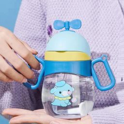 Eco-friendly Baby Water Bottle For Kids With Soft Silicone Straw & Strap -300ml-image-31