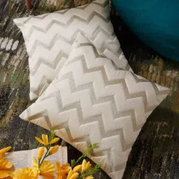 hosta homes Ivory Silk Solid 24x24 inches (Set of 2) Cushion Covers-picture-40