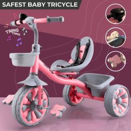 Premium Tricycle for kids 2 to 5 Year | Safety Belt, Sturdy EVA Wheels & Bell with Front and Back Basket For Toys | Candy Tricycle-9
