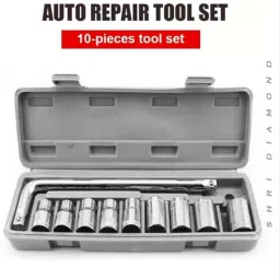 SK10/ M-512 Stainless Steel 10-Pieces Hex Socket Wrench Spanner Tool Goti Set for Automobiles/Bike/Car Repair Tool Kit Socket Set Socket Set-27
