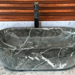 (18*13*5) inch grey white color marble designer wash basin / counter top basin / (45*32.5*14) cm very stylish ceramic designer wash basin / Table Top Basin-image-71