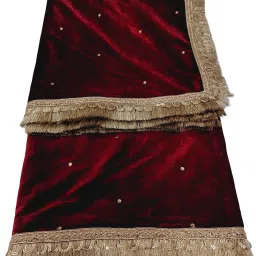 Velvet Self Design Maroon Women Dupatta-picture-33