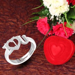 I love u Rings for girls women girlfriend couple valentine alphabet J letter AD Brass, Copper, Crystal, Stone, Alloy, Metal Cubic Zirconia, Diamond, Zircon, Crystal Platinum, Rhodium, Gold Plated Ring Set-image-38