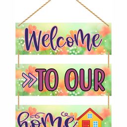 CVANU Green & Purple Printed Wooden Wall Hanging-picture-36