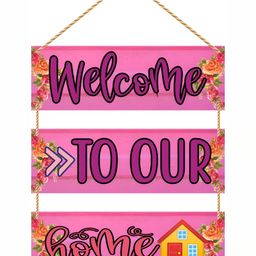 CVANU Pink & Purple Printed Wooden Hanging Wall Decor-picture-3