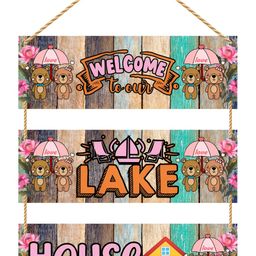 CVANU Brown & Green Home Quotes Painted Rectangle Wooden Wall Hanging-picture-25