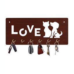 CVANU Brown Patterned Wooden Key Holders-picture-44