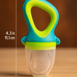 kids basic Silicone Baby Fruit & Food Nibbler | BPA Free | Easy Grip Handle Teether and Feeder image 2