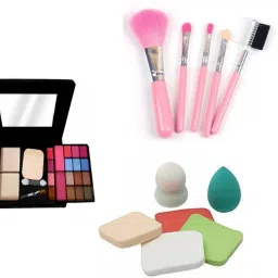 Fashion Makeup 6154 kit + 5 pc makeup brush + 6 pc puff set + yanqina-11