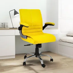 MAXSON Mid back Flip-up Arms Office revolving chair with 2 Yrs Parts wrty Leather Office Adjustable Arm Chair-picture-22