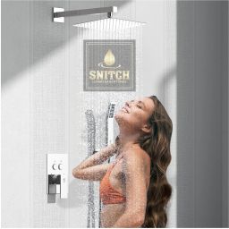 SS-304 Grade, 6x6 Square Over Head Shower With 12-INCH Arm and Wall Flange Fixed Mount-image-62