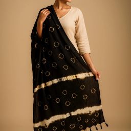 Rayon Hand Painted Black Women Dupatta-image-16