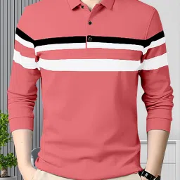 Men Colorblock Polo Neck Cotton Blend Beige, Black, White T-Shirt-image-91