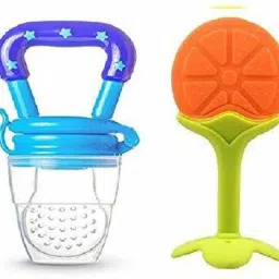Baby 2 pack Combo of One Silicone Baby fruit Feeder and One Silicone Baby teether, BPA Free Teether and Feeder ( Soother-picture-17