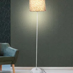 tu casa Modern White Metal Floor Lamp with Leopard print Shade-picture-12