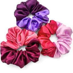 Set of 3 dual tone satin scrunchies for women & girls, DUO-M Rubber Band-image-90