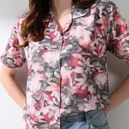 Women Regular Fit Printed Lapel Collar Casual Shirt-image-65