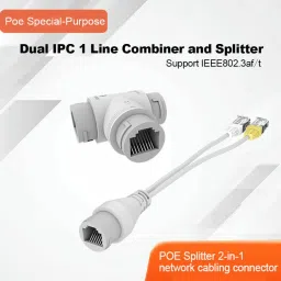 HANUTECH PoE Multiplexer 2-in-1 Network Cabling Connector Three-Way RJ45 Connector 2 Ports 100 Mbps Network Switch image 2