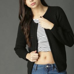 Women Full Sleeve Black Shrug-image-1