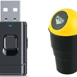 Car Bluetooth Device with Mic 5.0, Car Trash Can Dustbin Combo-7