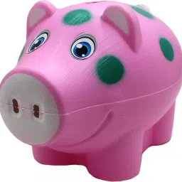 Cute Polka Dot Pig Piggy with Lock & Key for Kids and Adults Coin Bank-image-3