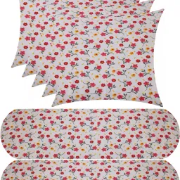 5 Cushion And 2 Bolster Microfibre Floral Bolster Pack of 7-image-98