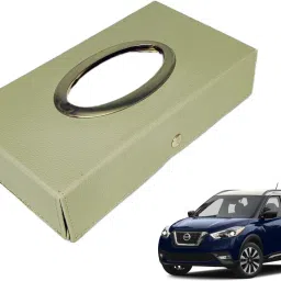 Chrom-Beige Tisue Box Leatherete-723 Vehicle Tissue Dispenser-image-0