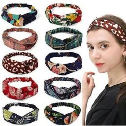 Women’s Printed & Solid Elastic Hair Headbands Hair Band-15
