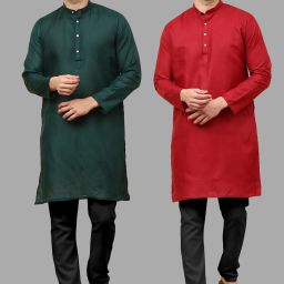 Men Cotton Blend Kurta Pyjama Set-image-19