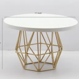 decorcave Elegant Marble Cake Stand with Gold Geometric Base Iron Cake Server image 4
