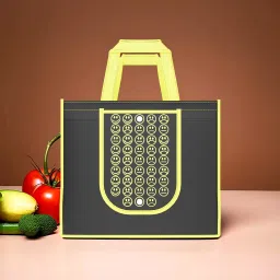 Pack of 3 Smile Foldable Shopping Bags For Women | Black Yellow, Pink & Green Pack of 3 Grocery Bags-image-98