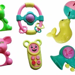 6 Pcs PREMIUM QUALITY MUSICAL RATTLE PLAY SET- BPA Free, 100% Safe & Non-Toxic (for Infant & Toddlers) Rattle-9