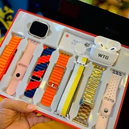 WTG H20 Bluetooth calling 1.99" AMOLED Display Music With 7 Multicolor Strap & 1 TWS Smartwatch image 2