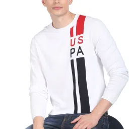 Men Striped Round Neck White Sweater-image-75