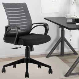 Home & Office Mesh Chair with Fixed Handles - Comfortable Desk Chair Fabric Office Adjustable Arm Chair-19