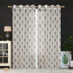 152.4 cm (5 ft) Tissue Semi Transparent Window Curtain (Pack Of 2)-27