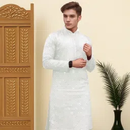 Men Embellished Cotton Blend Straight Kurta-image-35