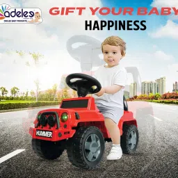 odelee Hummer Manual Push Car With Front Light Music And Back Rest Car Non Battery Operated Ride On image 3