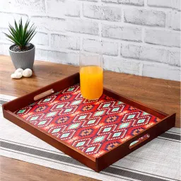Ikkat Thai Brown Teak Wood & MDF Serving Tray Reinvention factory-picture-9