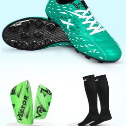 Combo Titan Shoe With Pair of Shin Guard & Stockings Football Soccer Kit Football Shoes For Men-image-65
