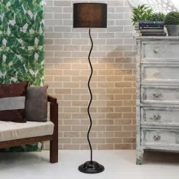Black Fabric Shade Floor Lamp with Black Base by Tu Casa-picture-11