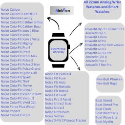 BinkSon Replacement Strap Compatible With FIRE-BOLT Talk Bsw004 &AMAZEFIT Bip5 & NOISE Caliber & BOAT Flash And Other Smartwatch With 22mm Buckle Size (LIST IN PHOTO)[Watch Not Included] Smart Watch Strap image 5