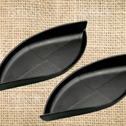 zido (Pack of 2) Exclusive Classical Designer Snacks Serving Platter for Multipurpose Use Sizzler Tray image 2
