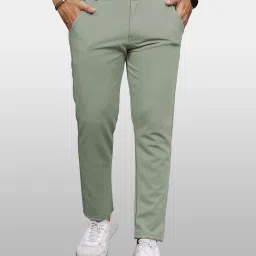 Men Regular Fit Light Green Lycra Blend Trousers-image-14