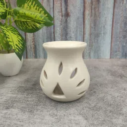 home delight Small Ceramic White Diffuser With 10ml Jasmine Fragrance, One Tea Lights Candles Diffuser Set, Aroma Oil image 2