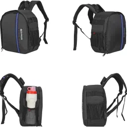 AdventIQ DSLR/SLR Camera Lens Shoulder Backpack- Black with Reflective Royal Blue TapeCamera Bag image 3