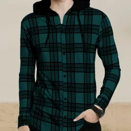 Men Striped Hooded Neck Cotton Blend Dark Blue T-Shirt-image-82