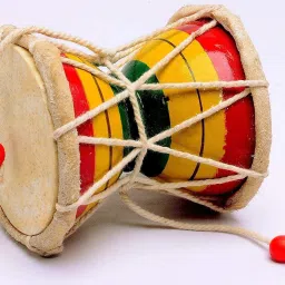 Wooden Damaru Indian Musical Instrument 4 inch 8cm Rope & Rings Dholak-image-6